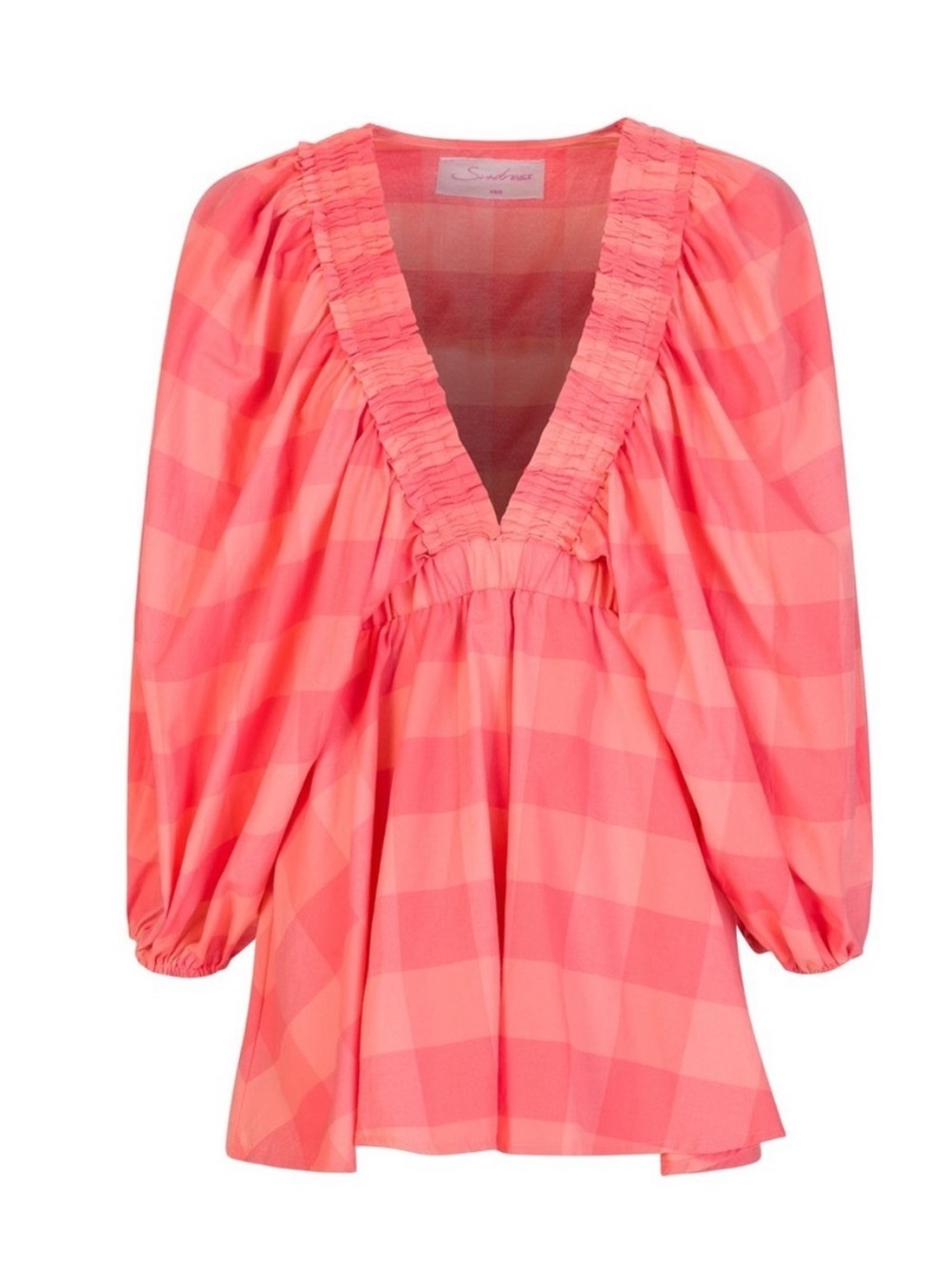 Sundress Alicia Romper in Big Gingham Neon Coral size XS/S - Picture 8 of 8